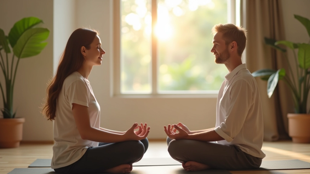 Een groep mensen die samen mindfulness oefenen in een rustige omgeving