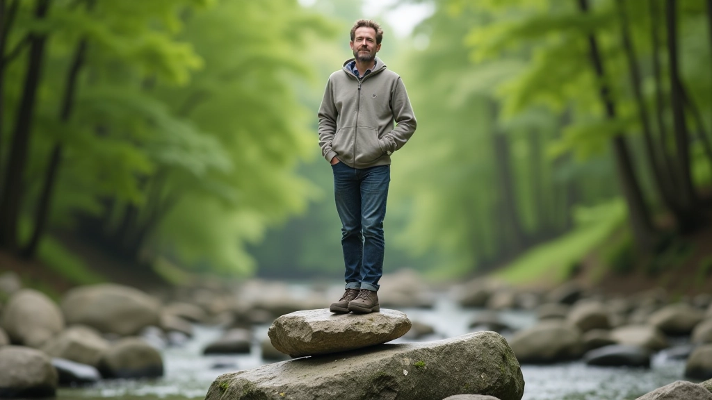 Persoon in balans zittend tussen werk- en gezinsleven