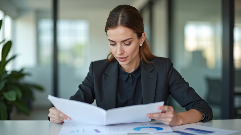 Vrouw die een grafiek bekijkt met patroonanalyse, kantoor setting, concentratie op haar gezicht